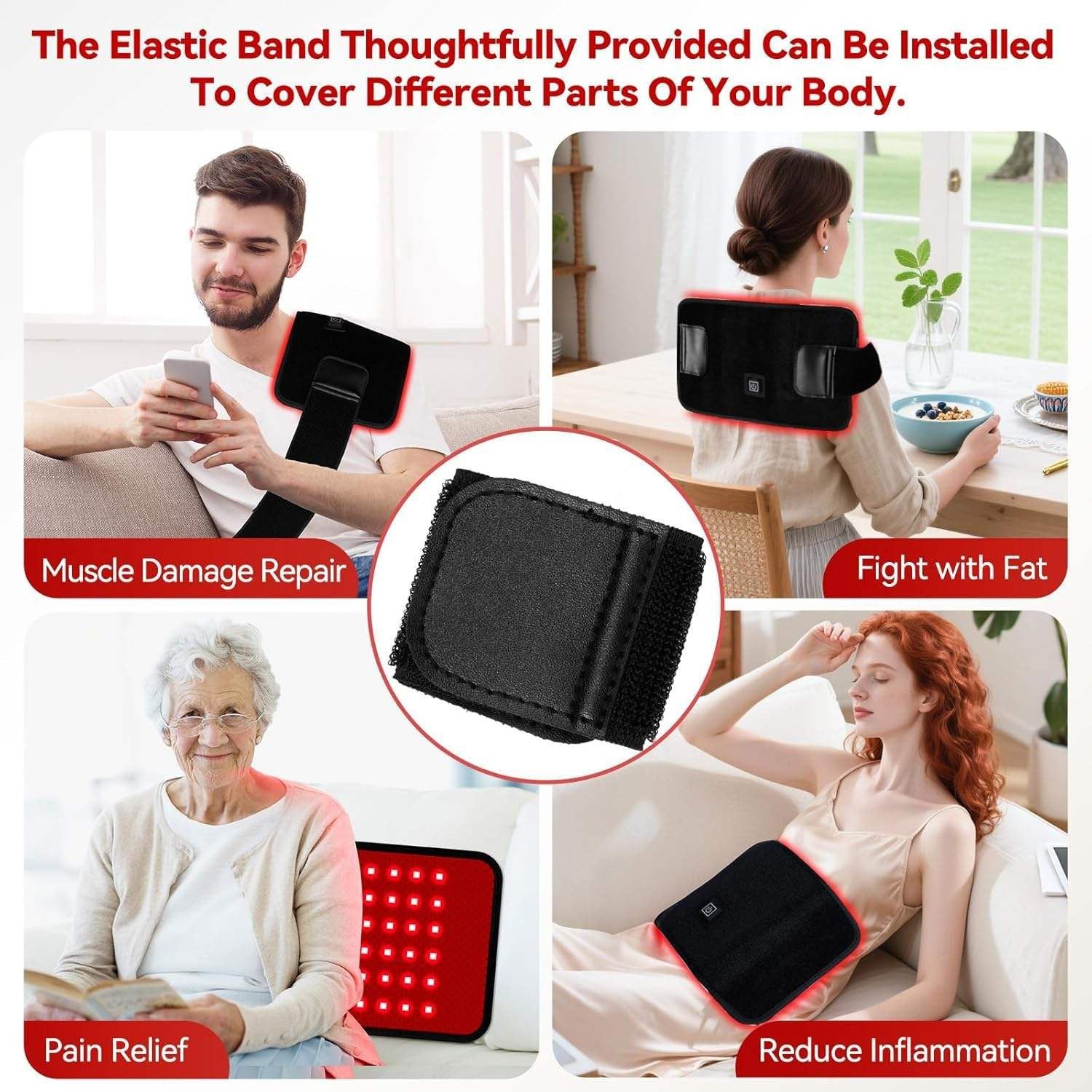 Portable Lumbar Support Heat Therapy Belt with Red Light Therapy